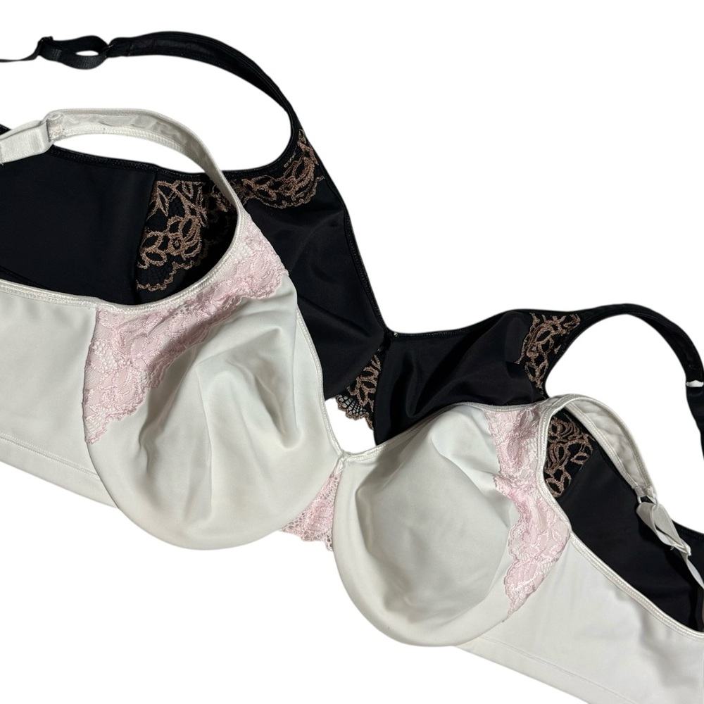 Wonderbra Plus Style No Poke Underwire Bra Lot Of 2 Black White 44D Seamless